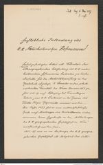 k.k. naturhistorisches Hofmuseum, Intendanzakten 1885-1896 (Hauer), Aktenzahl Z.187/1887, Seite 1